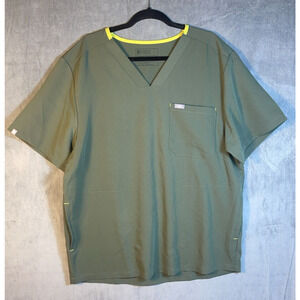 FIGS Technical Collection Women's XXL Green Pockets Scrub Top Poly/Rayon/Spandex